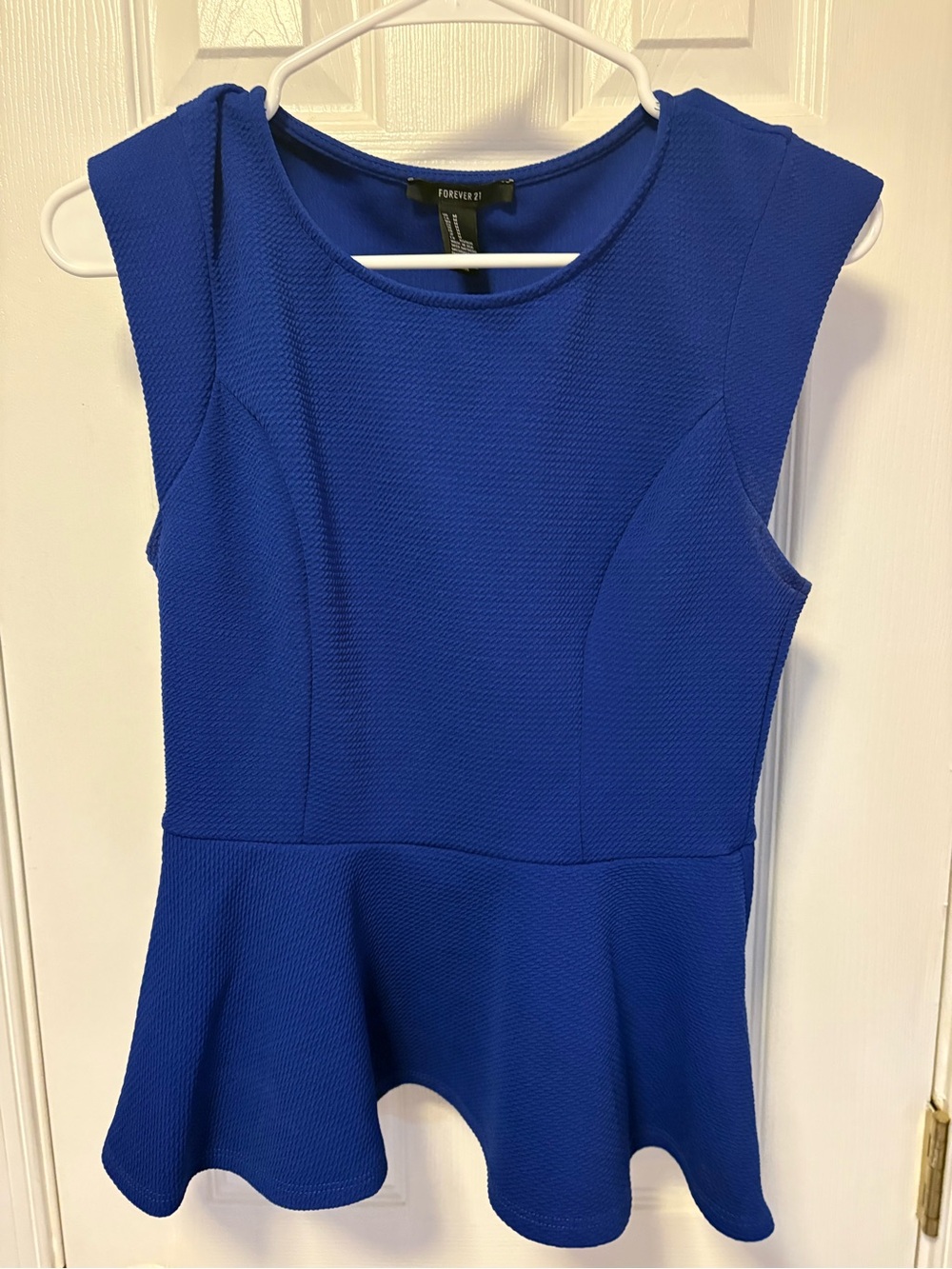 Forever 21 Cobalt Blue Sleeveless Peplum Going Out Top